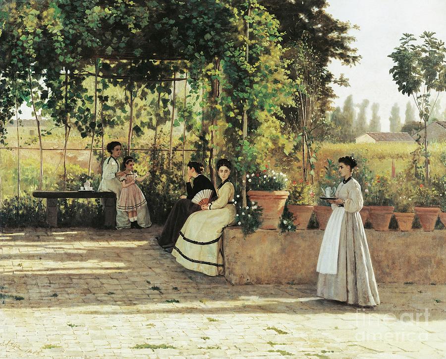The Pergola, 1868 Painting by Silvestro Lega