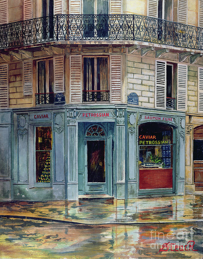 The Petrossian Caviar Shop In Paris Painting by French School - Fine ...