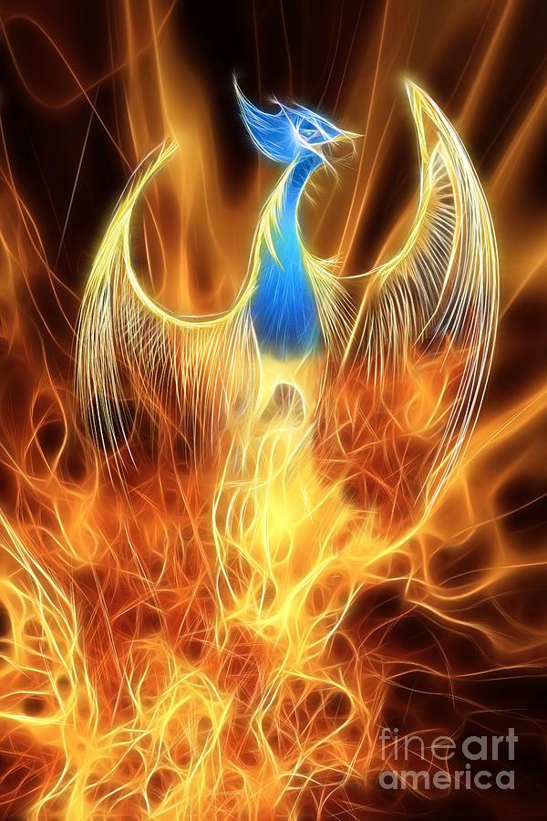 Phoenix Digital Art - The Phoenix rises from the ashes by John Edwards