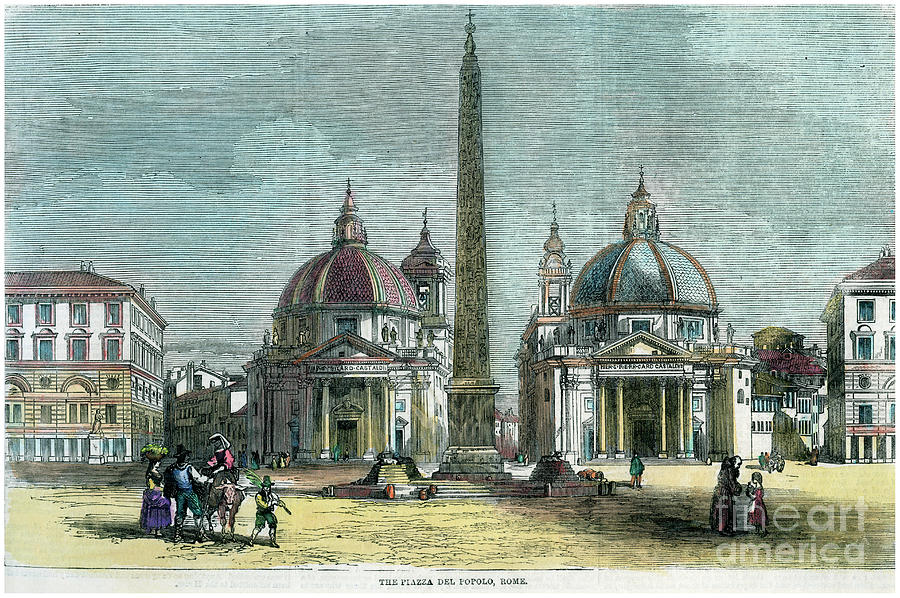 The Piazza Del Popolo, Rome, Italy Drawing by Print Collector
