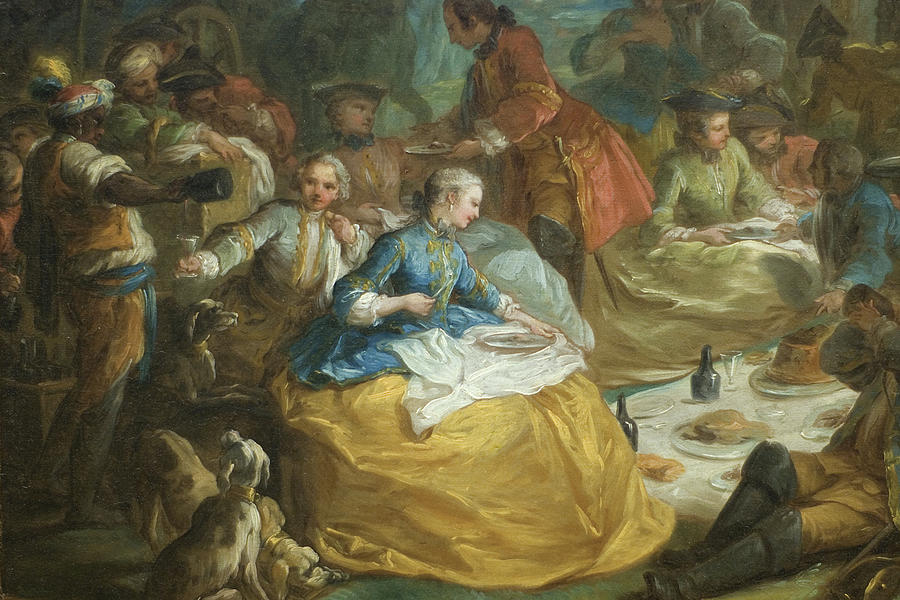 The Picnic after the Hunt (Detail) Painting by Charles-Andr van Loo