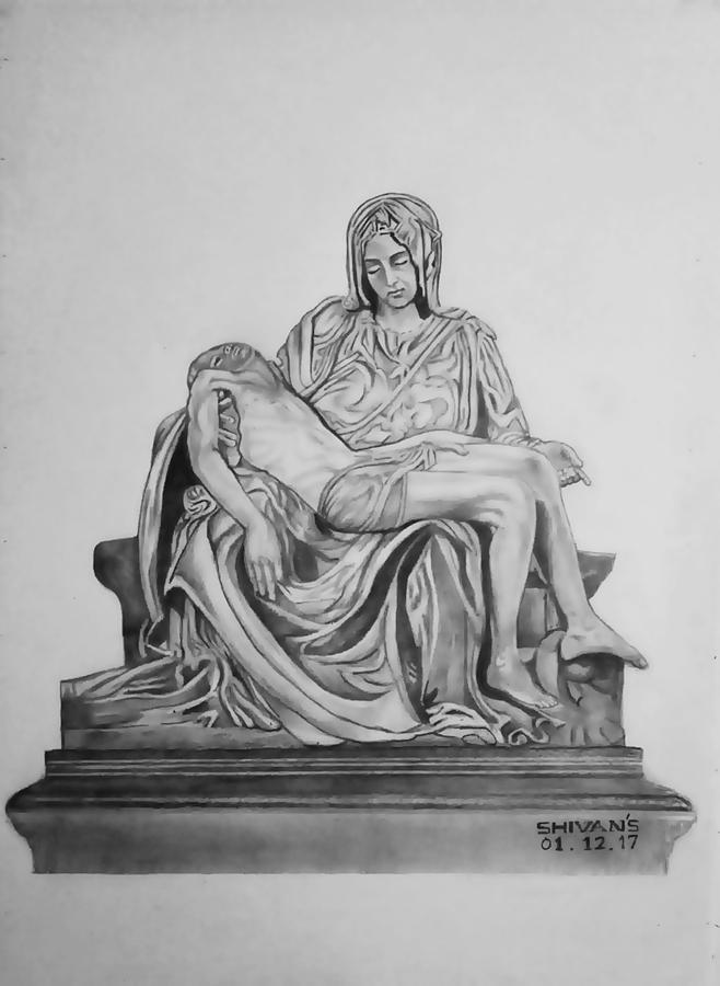 The Pieta Drawing by Shivkumar Menon Pixels