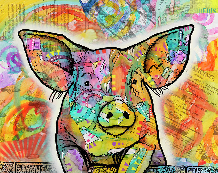 Animal Mixed Media - The Pig by Dean Russo- Exclusive