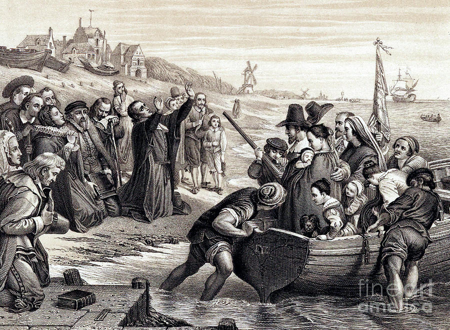 The Pilgrim Fathers Leaving Delft Haven Drawing by Print Collector
