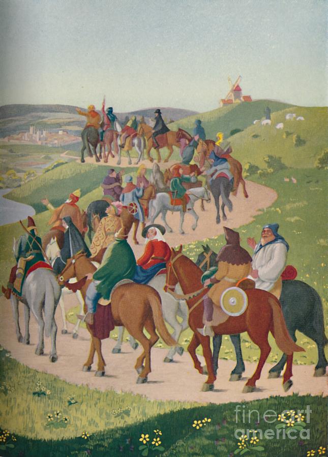 The Pilgrims Riding Towards Canterbury Drawing by Print Collector