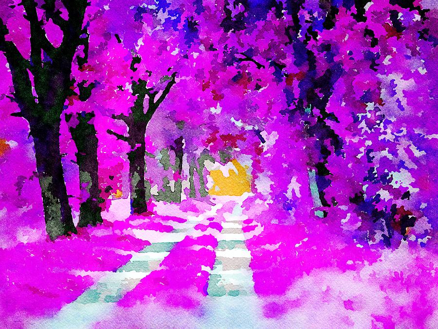 The pink fairytale forest - Watercolor by Patricia Piotrak The pink fairytale forest - Watercolor by Patricia Piotrak
