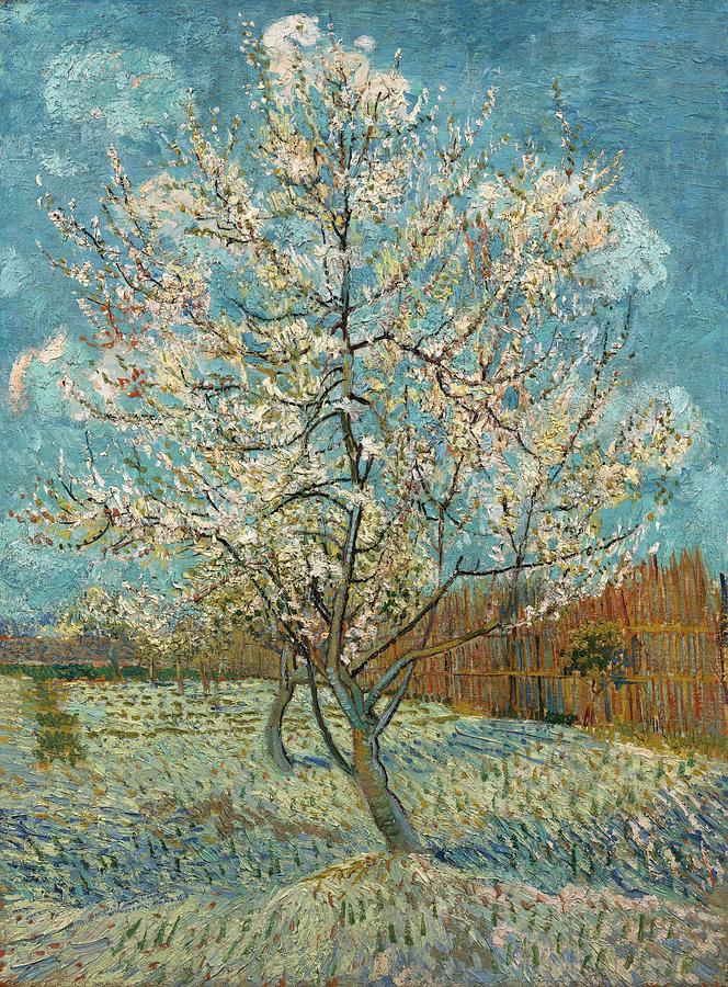 The Pink Peach Tree. Painting by Vincent van Gogh -1853-1890-