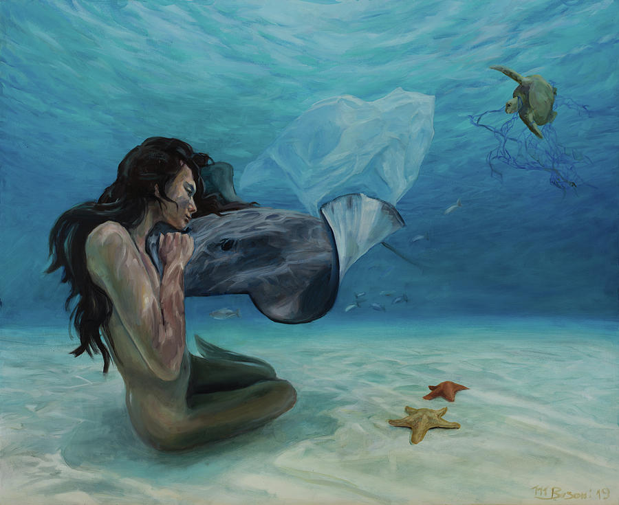 Mermaid Painting - The plastic monster by Marco Busoni