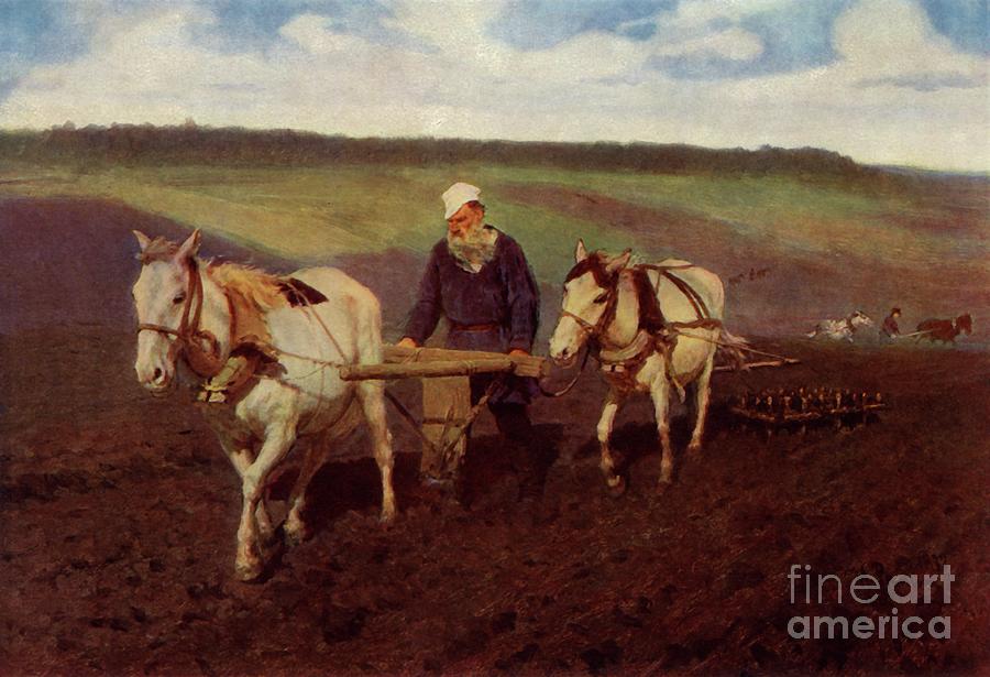 The Ploughman Leo Nikolayevich Tolstoy Drawing by Print Collector