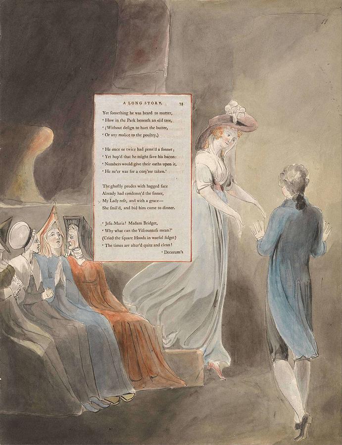 Vintage Painting - The Poems Of Thomas Gray Design 33  A Long Story William Blake by Celestial Images