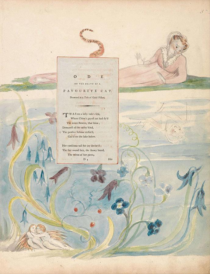 The Poems Of Thomas Gray  Design 9   Ode On The Death Of A Favourite Cat  William Blake Painting by Celestial Images