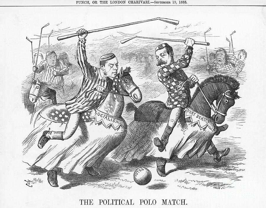 The Political Polo Match, 1885. Artist Drawing by Print Collector