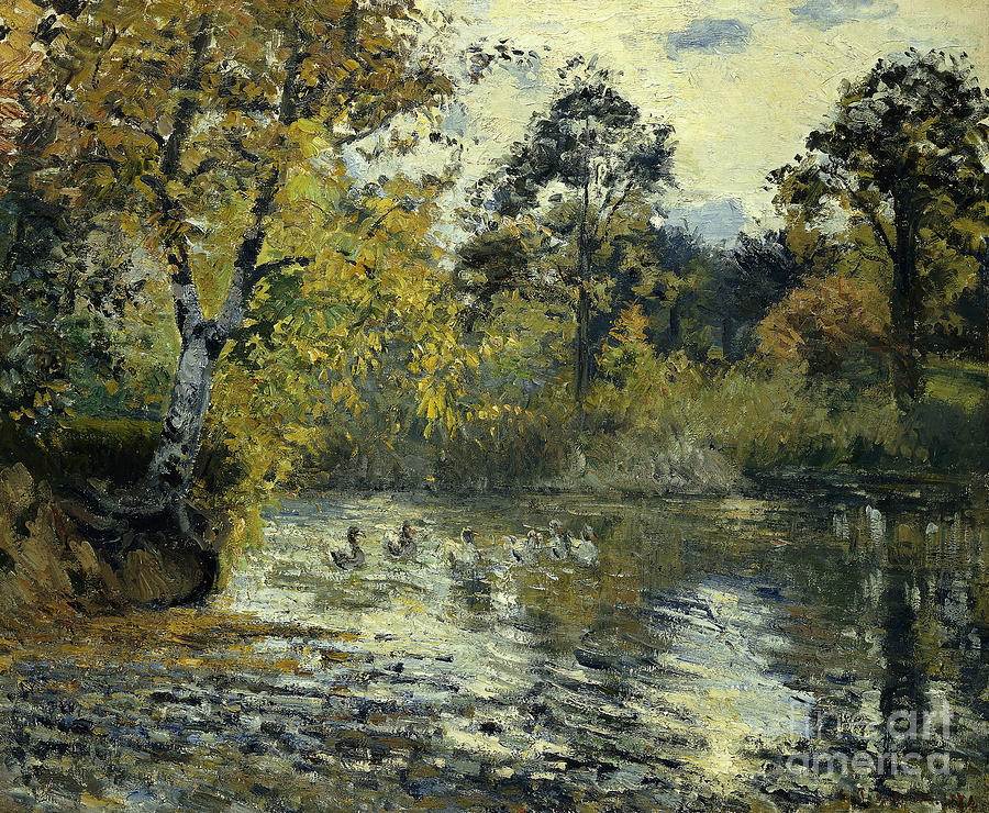The Pond At Montfoucault; Letang De Montfoucault, 1874 Painting by Camille Pissarro