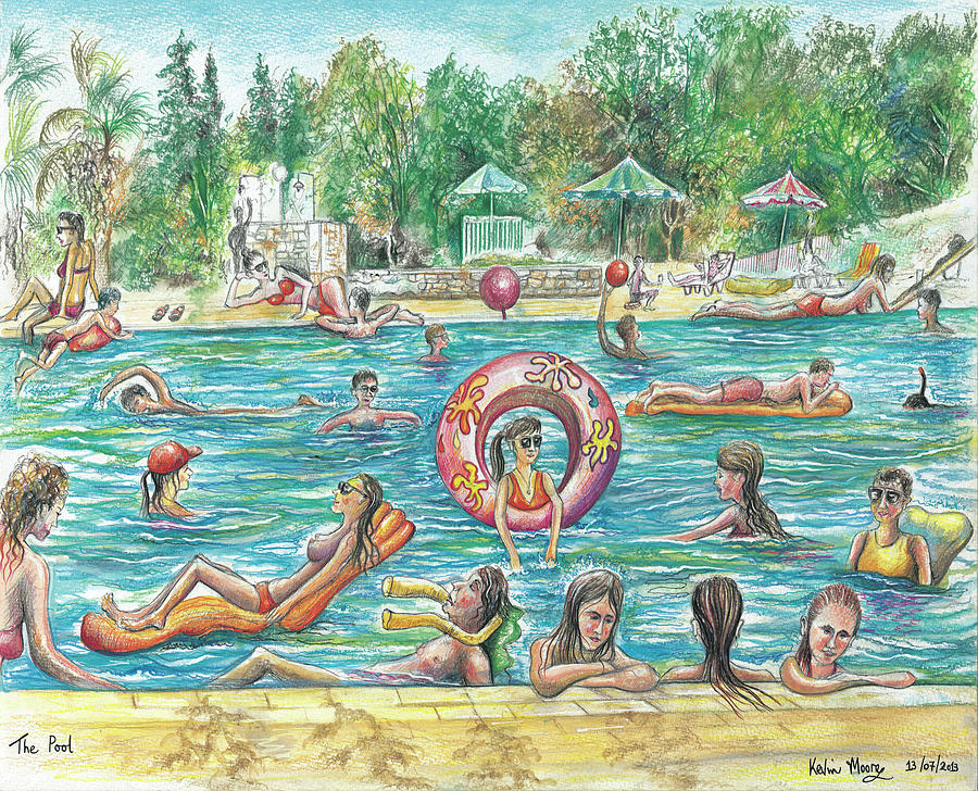 The Pool Drawing by Kevin Derek Moore