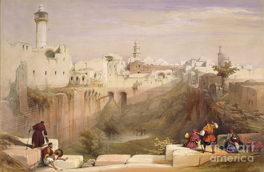 The Pool Of Bethesda Jerusalem 1839 Lithograph Painting By David   The Pool Of Bethesda Jerusalem 1839 Lithograph David Roberts 