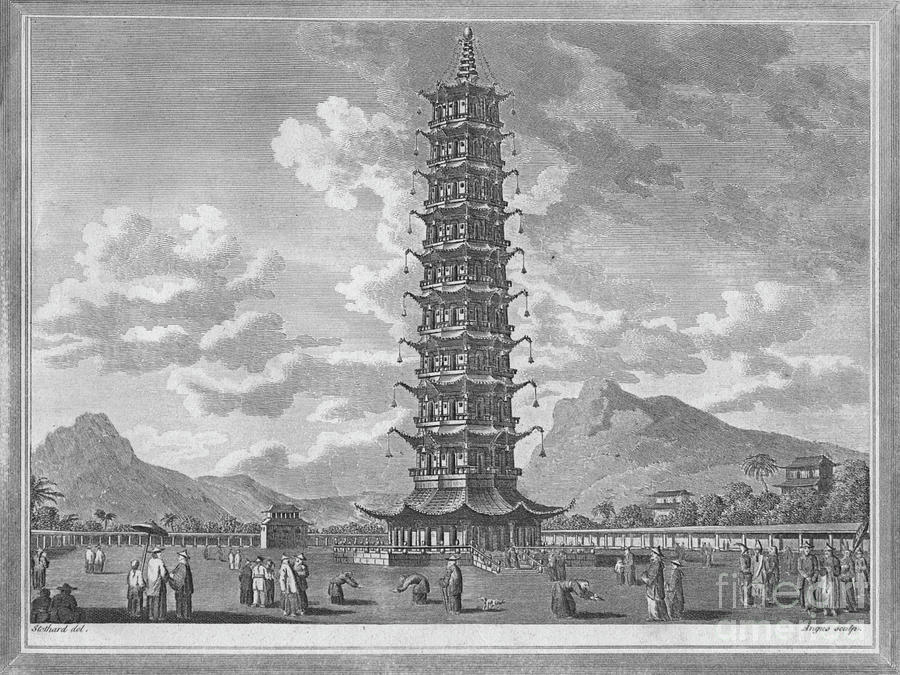 Architecture Drawing - The Porcelain Pagoda by Print Collector