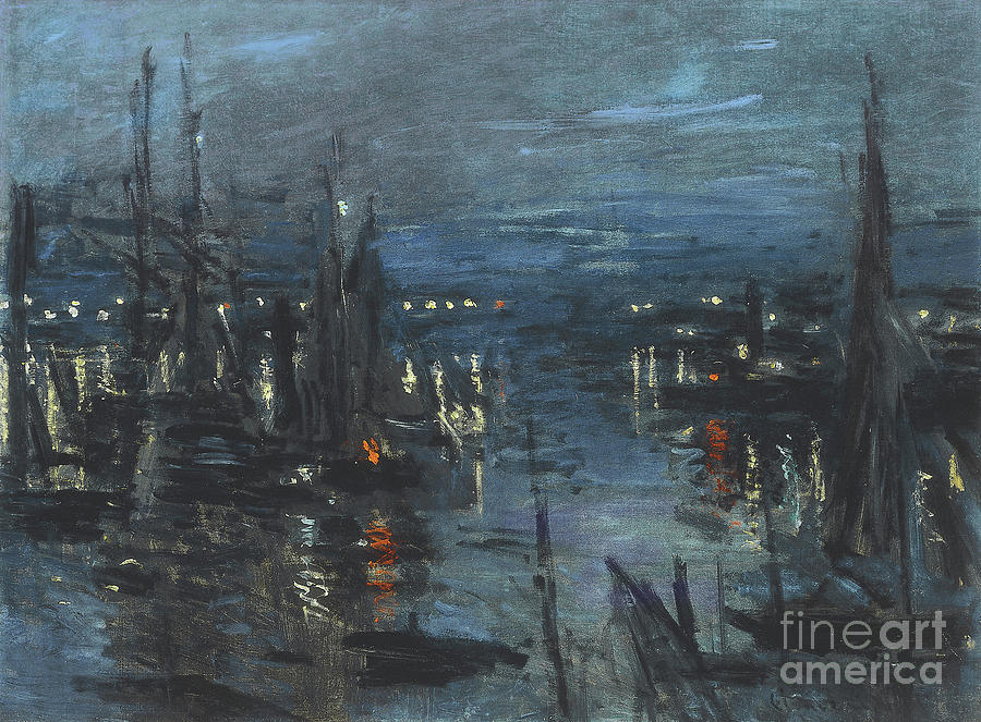 The Port Of Le Havre, Night Effect; Le Port De Havre, Effet Du Nuit, 1873 Painting by Claude Monet