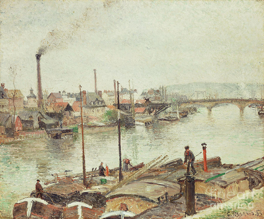 The Port Of Rouen, 1883 Painting by Camille Pissarro