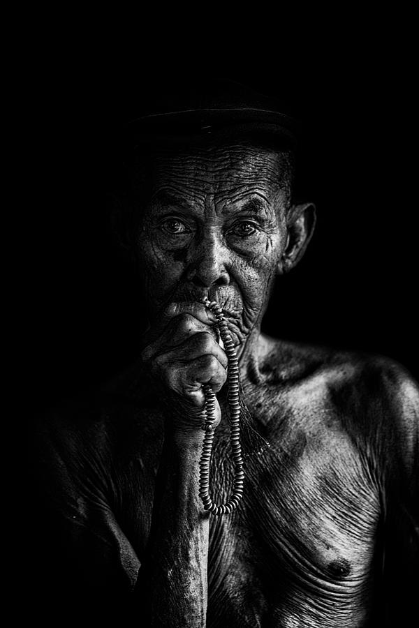 Black And White Photograph - The Portrait Of Abah by Andi Halil