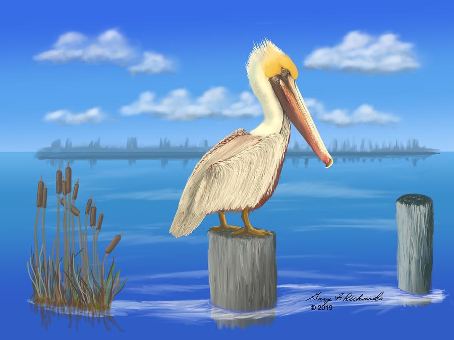 The Posted Pelican Digital Art by Gary F Richards
