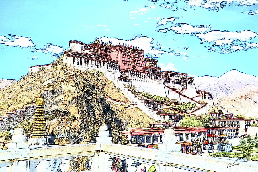 The Potala Palace, Lhasa, Tibet Drawing by Dean Wittle