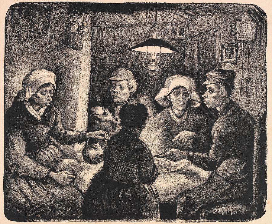 The Potato Eaters. Drawing by Vincent van Gogh -1853-1890-