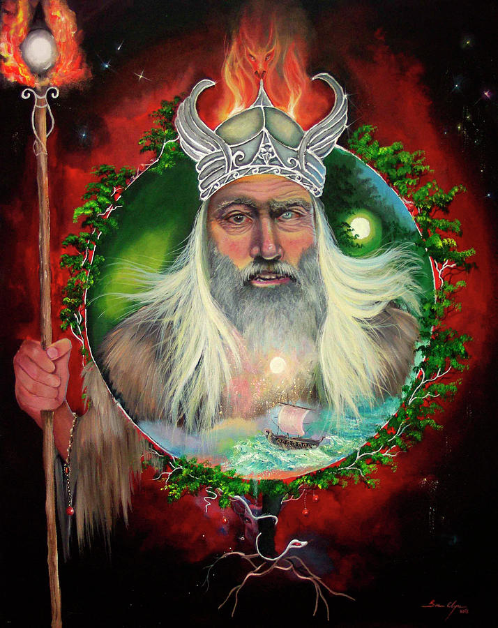 Fantasy Painting - The Power Of Odin by Sue Clyne