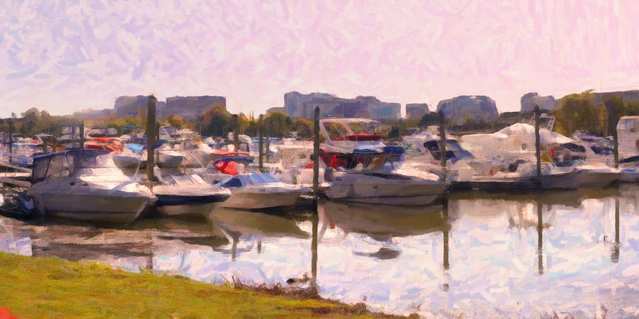 The Powerboat Marina Digital Art by David Zimmerman