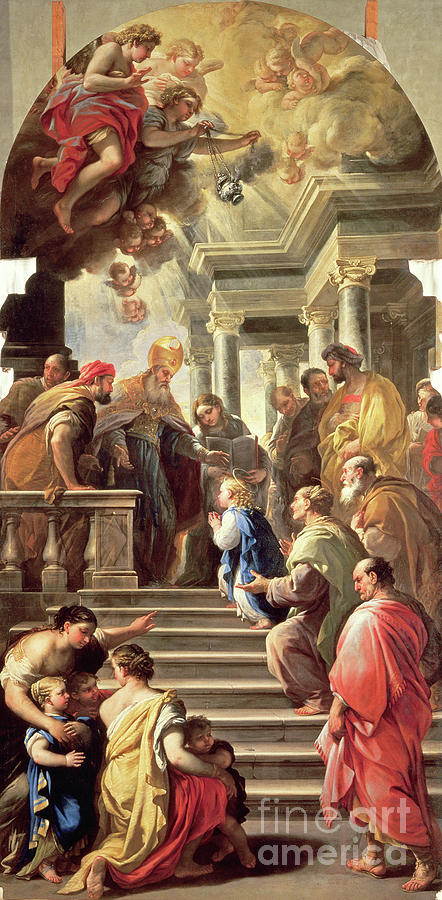 The Presentation Of The Virgin At The Temple Painting by Luca Giordano