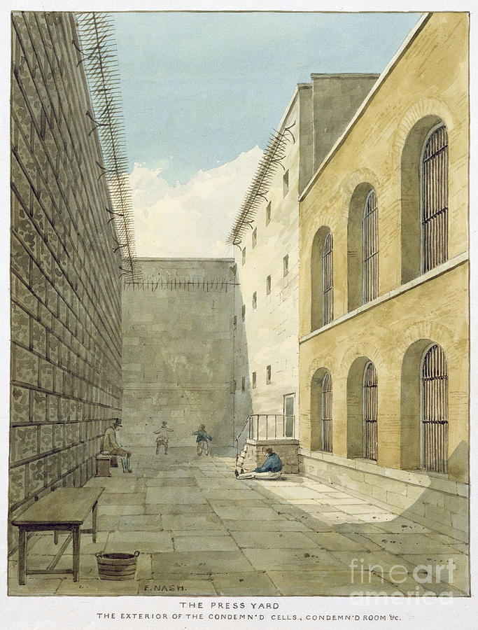 The Press Yard, Newgate Prison Painting by Frederick Nash