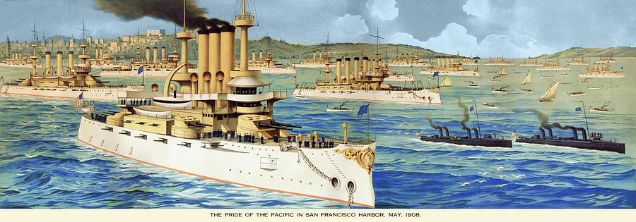 The Pride of the Pacific in San Francisco Harbor, May, 1908 Painting by Unknown