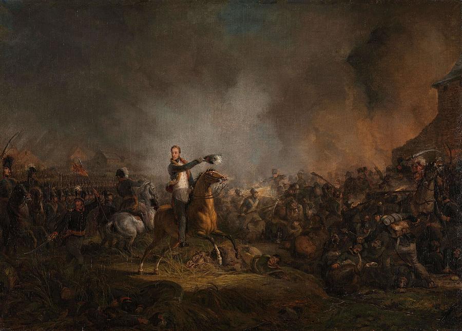 The Prince of Orange at Quatre Bras, 16 June 1815. Painting by Jan ...