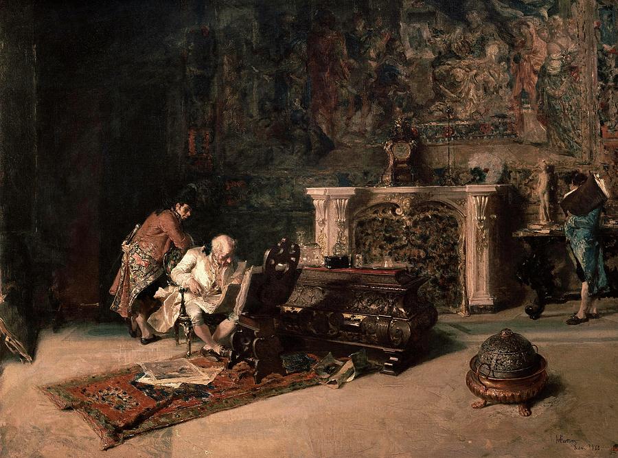 The Print Collector, 1866, Oil on canvas, 52 x 66,5 cm. Painting by Mariano Fortuny y Marsal -1838-1874-