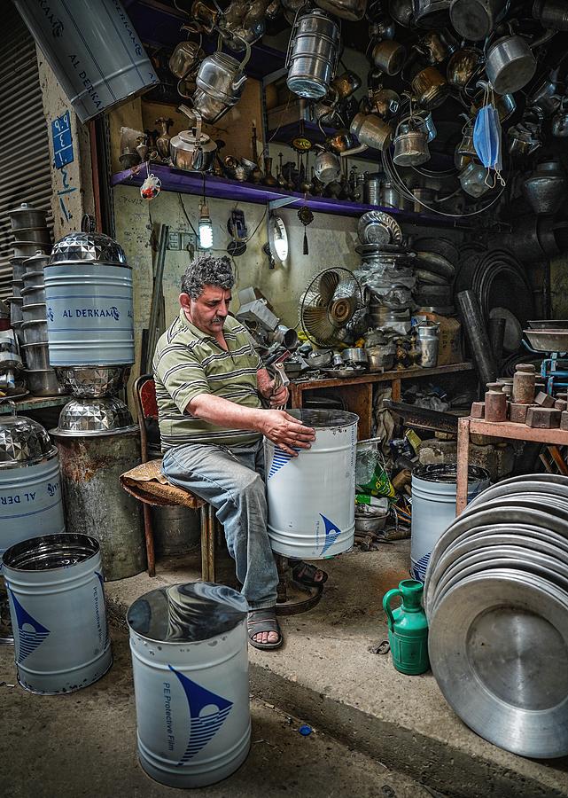 Man Photograph - The Profession Of Manufacturing Traditional Kitchen by Bashar Alsofey