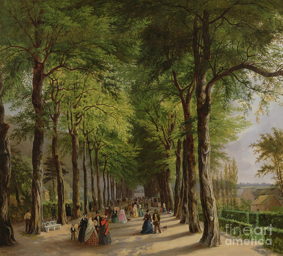 The Promenade At Spa In Belgium, 1847 Painting by Ernest Krins