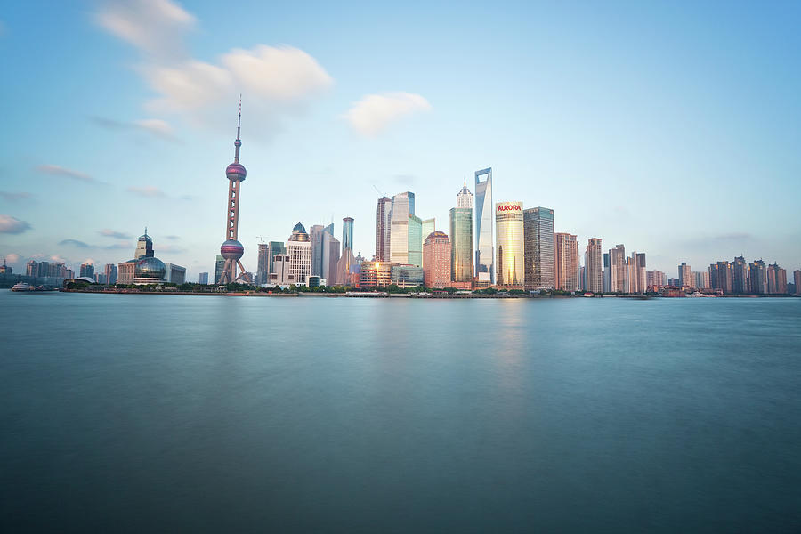 The Pudong Skyline Photograph by Tom Bonaventure