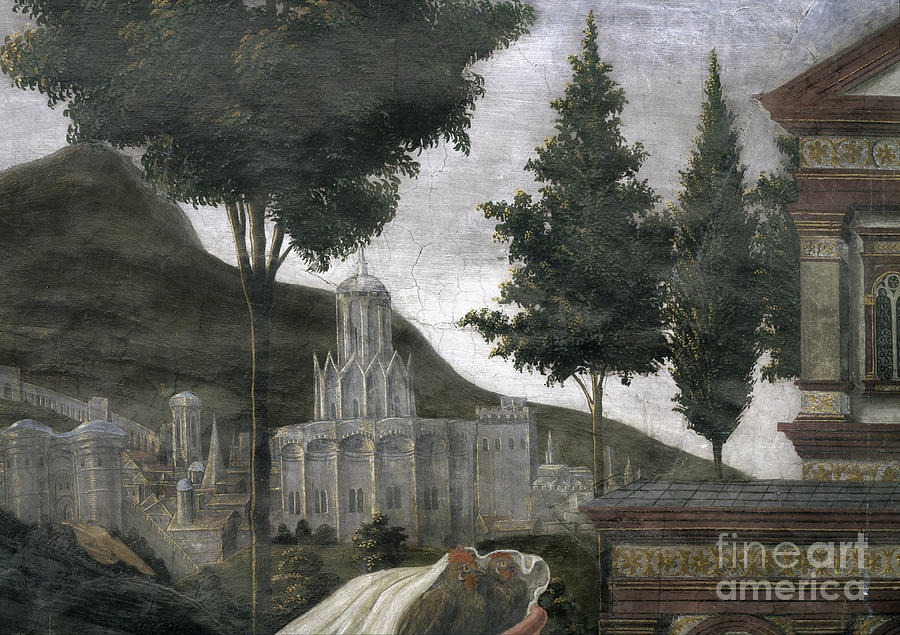 The Purification Of The Leper And The Temptation Of Christ, In The Sistine Chapel: Detail Of An Imaginary City In A Landscape, 1481 Painting by Sandro Botticelli