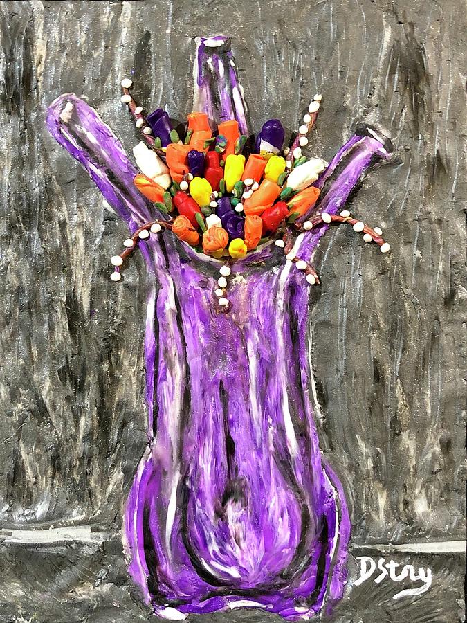 The Purple Vase Mixed Media by Deborah Stanley
