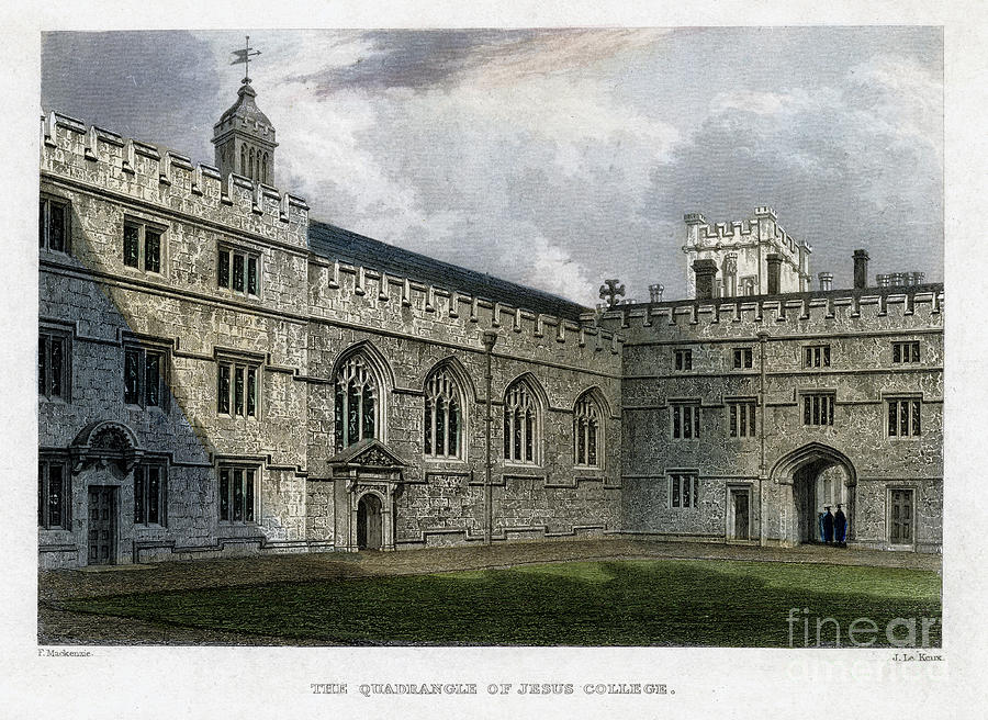 The Quadrangle Of Jesus College, Oxford Drawing by Print Collector