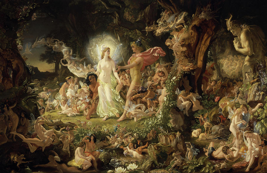 Joseph Noel Paton Painting - The Quarrel of Oberon and Titania, 1849 by Joseph Noel Paton