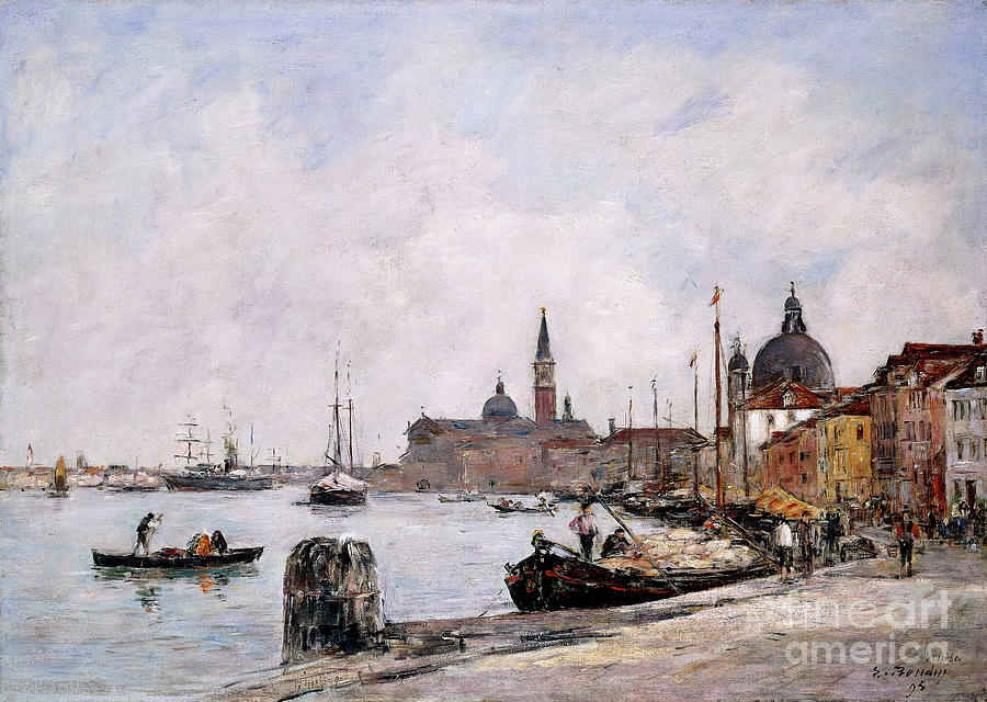 The Quay On Giudecca, Venice, 1895 Painting by Eugene Louis Boudin