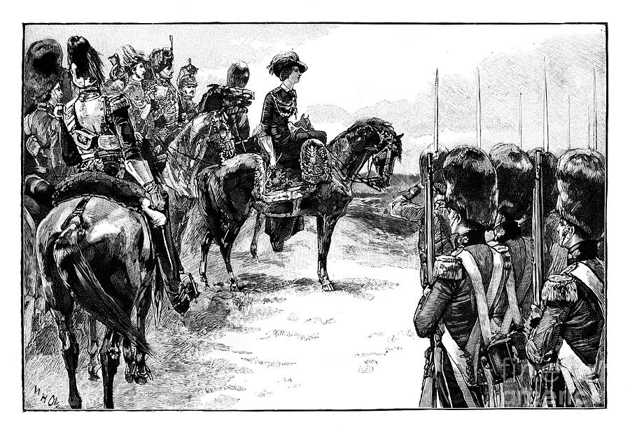 The Queen At The Camp At Chobham Drawing by Print Collector