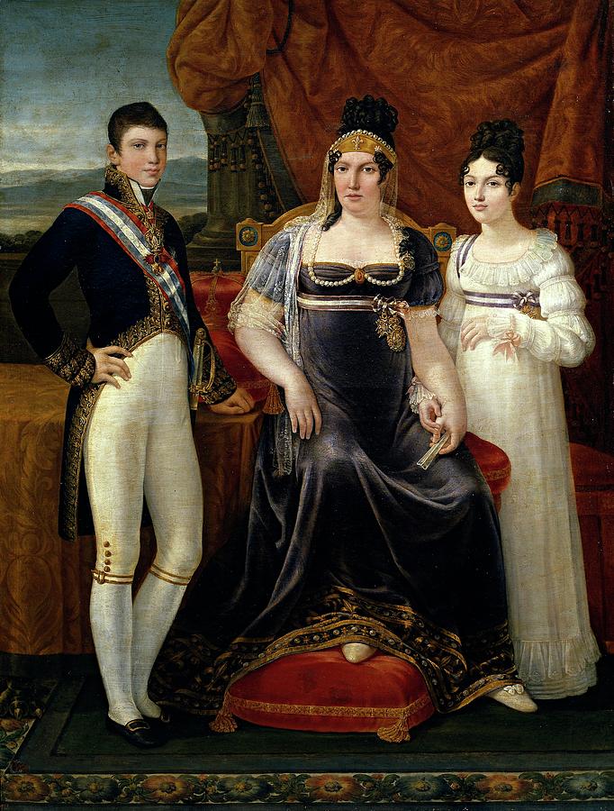 The Queen of Etruria and her Two Children, ca. 1815, Spanish School,... Painting by Jose Aparicio -1773-1838-