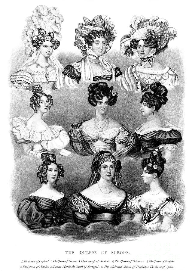 The Queens Of Europe, 19th Century Drawing by Print Collector