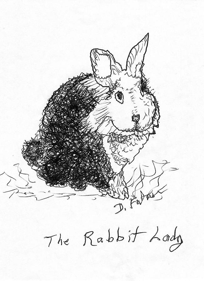 The Rabbit Lady Drawing Drawing by Denise F Fulmer