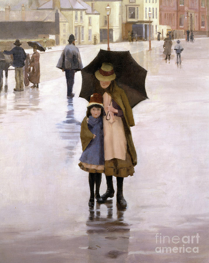 The Rain It Raineth Every Day, 1889 Detail Painting by Norman Garstin