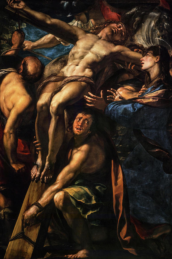 Giulio Cesare Procaccini Painting - The Raising of the Cross, 1620 by Giulio Cesare Procaccini
