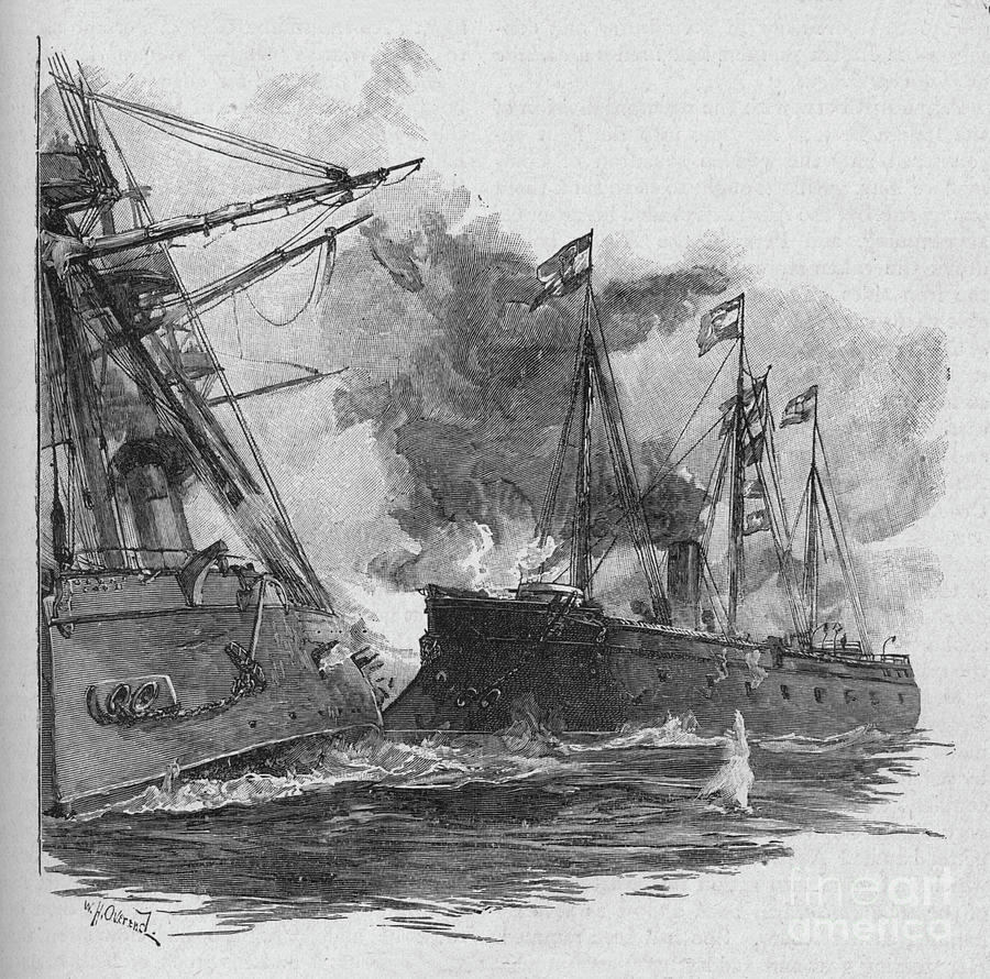 The Ram Crushed In Her Iron Side 1902 Drawing by Print Collector