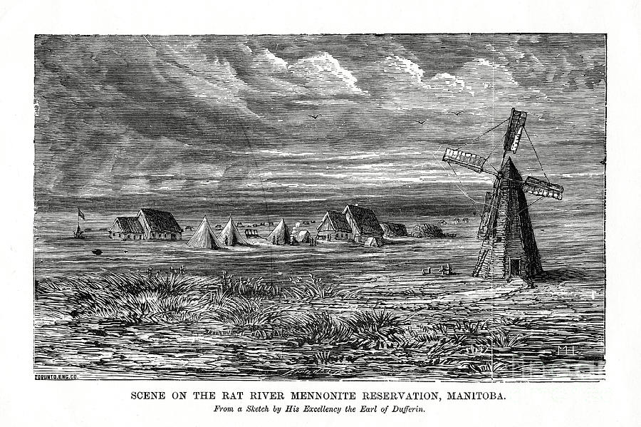 The Rat River Mennonite Resevation Drawing by Print Collector