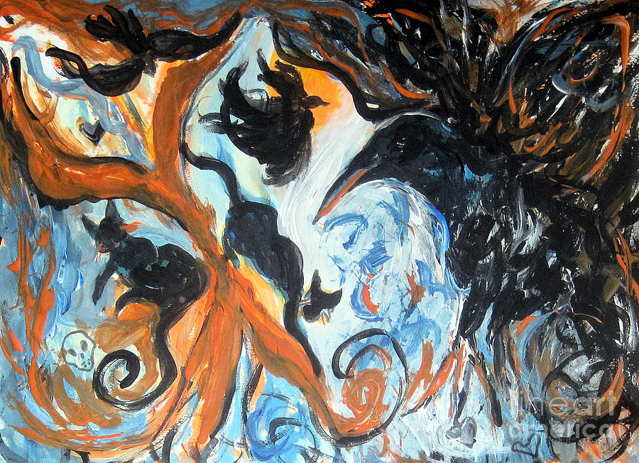The Raven 2 Painting by Sandy DeLuca